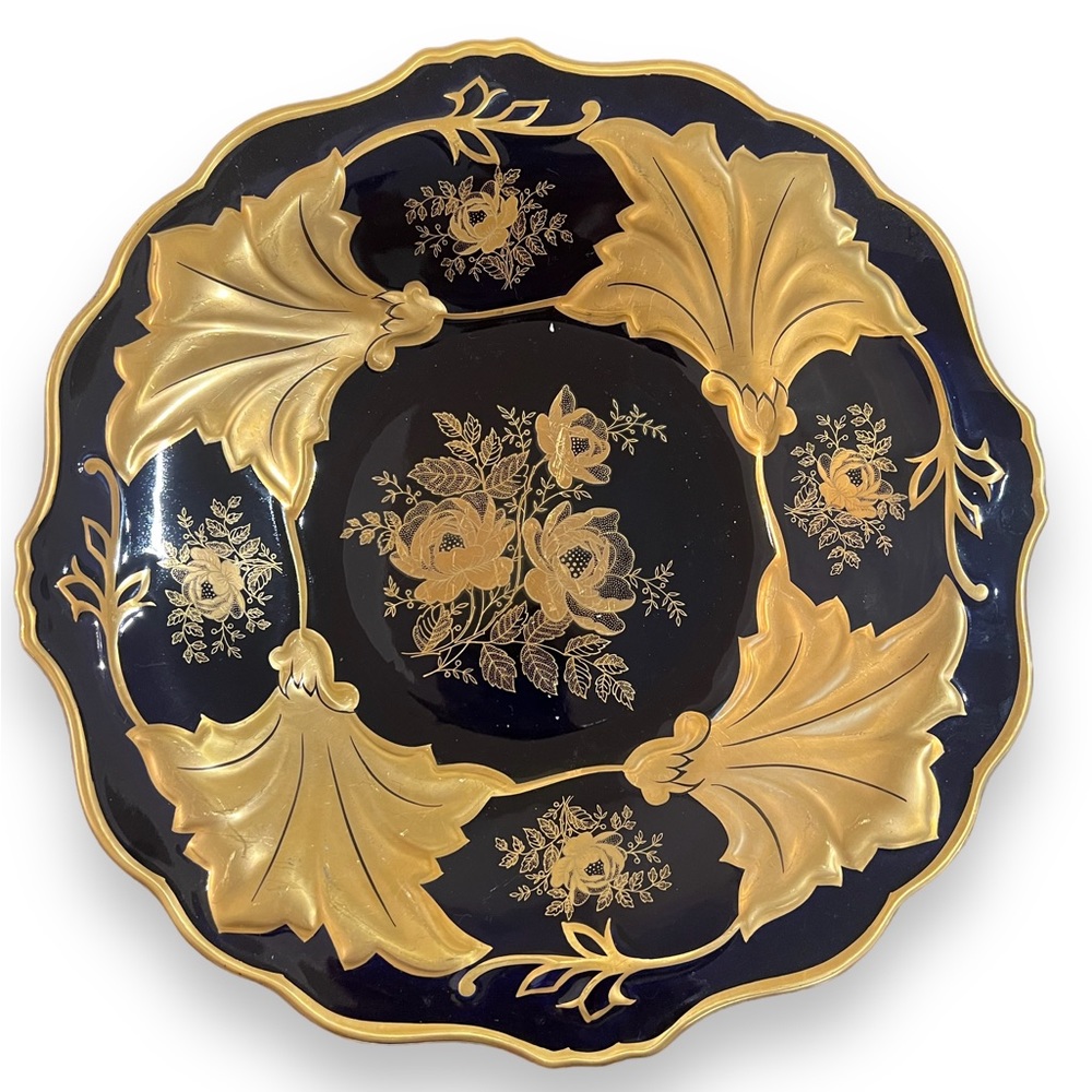 Vintage Stunning Weimar  Echt Kobalt 12.5" "Jutta" Platter  Made In Germany